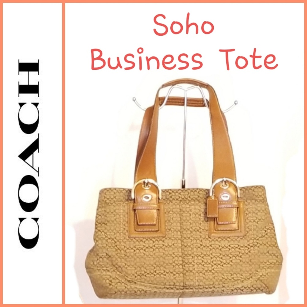 💯 Auth. Coach Beige/Brown Business Tote F12311